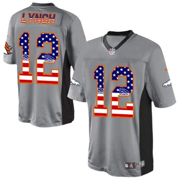 Denver Broncos #12 Paxton Lynch Gray USA Flag Fashion Jersey