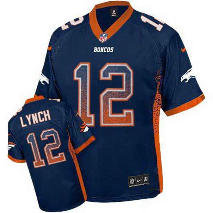 Denver Broncos #12 Paxton Lynch Navy Blue Drift Fashion Jersey