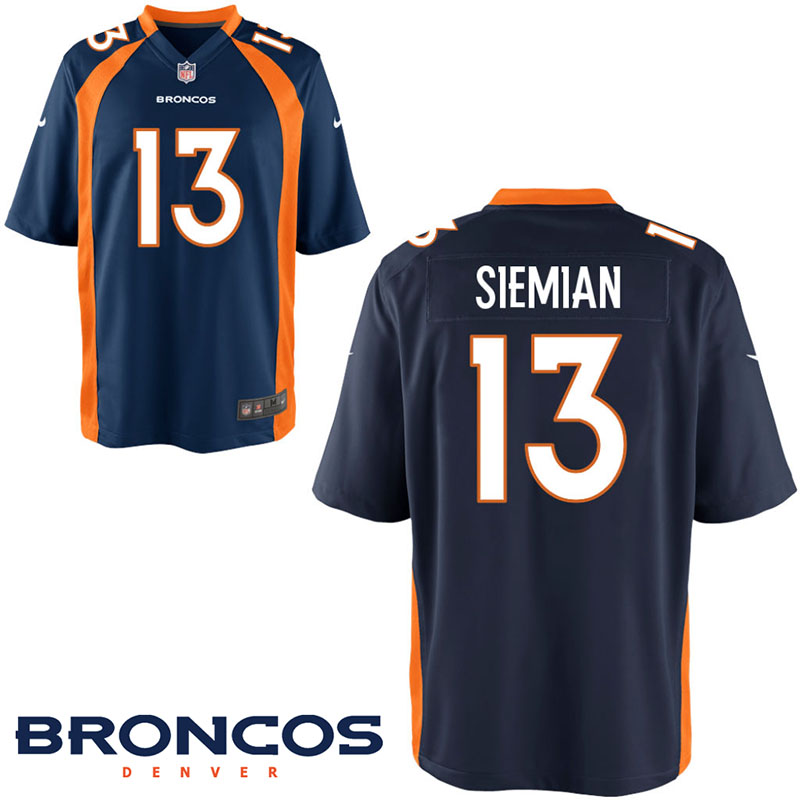 Preseason Game Denver Broncos #13 Trevor Siemian Navy Blue Game Jersey