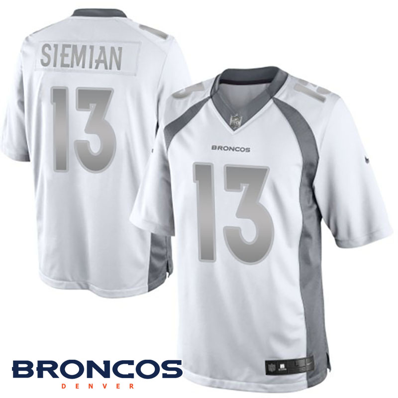 NFL Preseason Denver Broncos #13 Trevor Siemian White Platinum Limited Jersey