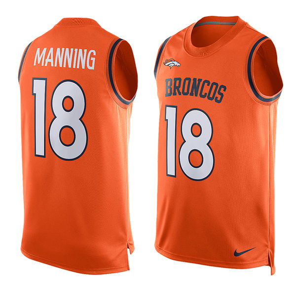 Denver Broncos #18 Peyton Manning Orange Tank Top