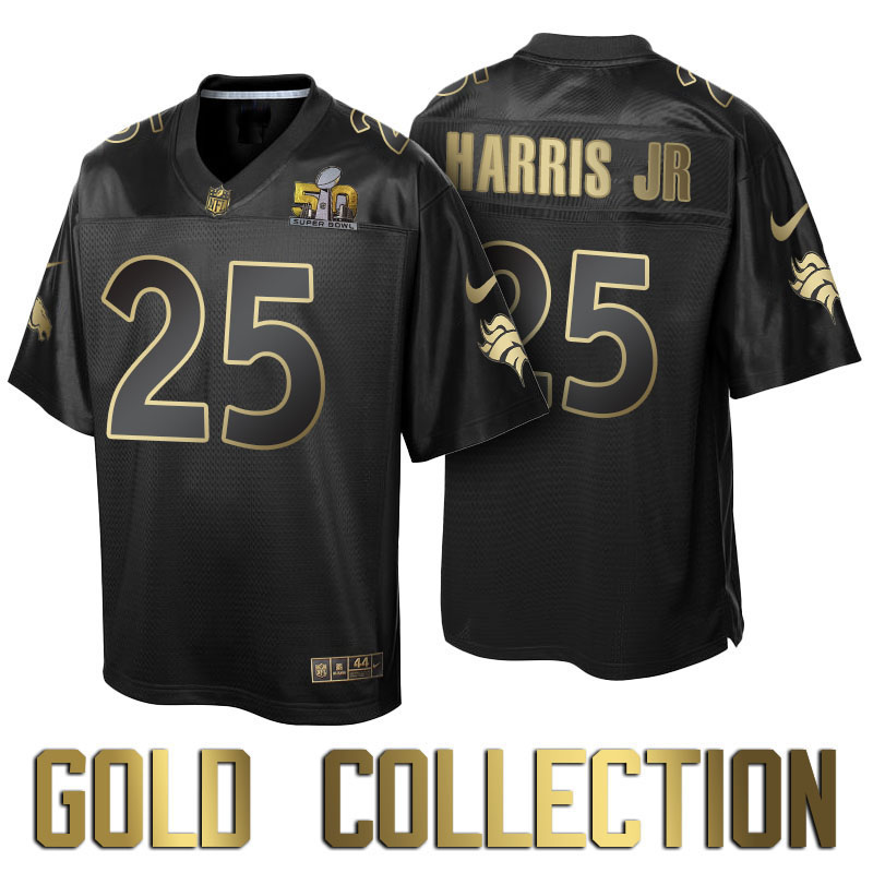 Denver Broncos #25 Chris Harris Jr Super Bowl 50 Black Gold Collection Jersey