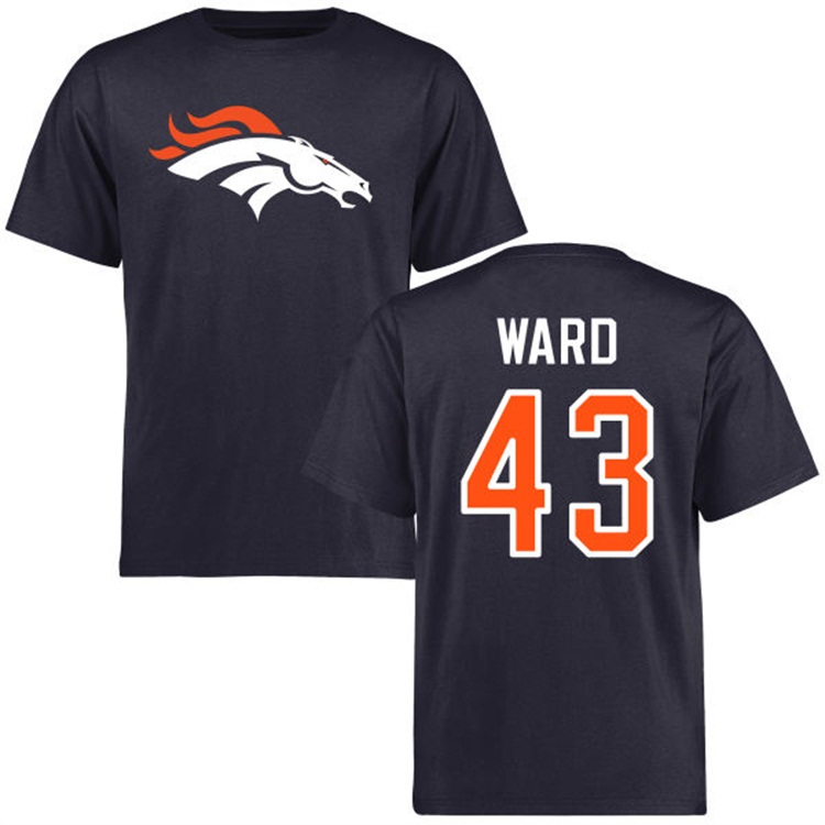 Denver Broncos #43 T.J. Ward Name & Number Navy Logo T-shirt