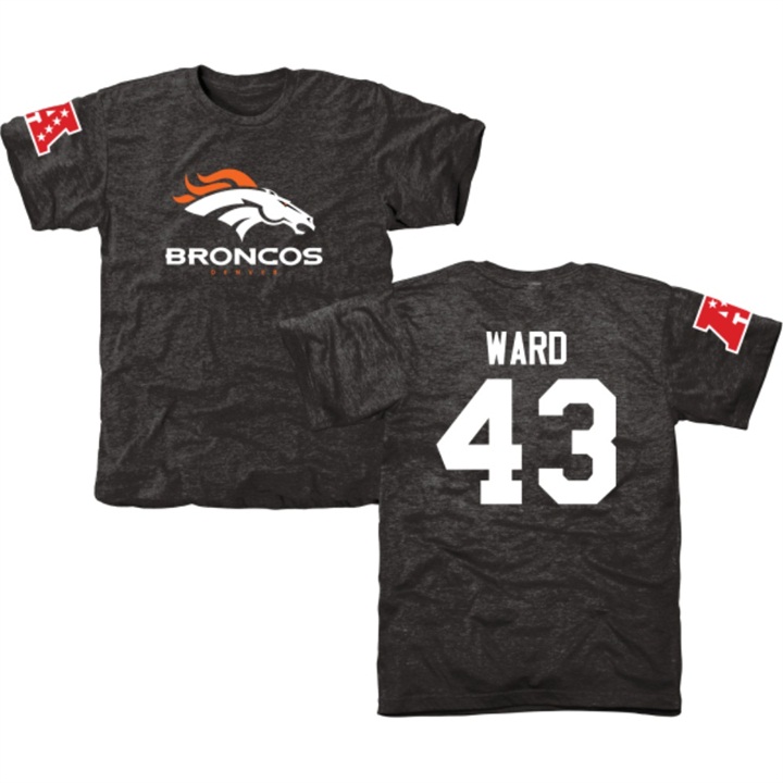 Denver Broncos #43 TJ Ward Black Name & Number Tri-Blend T-shirt