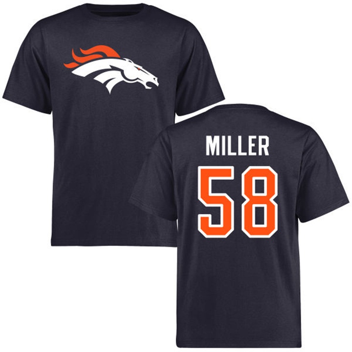 Denver Broncos #58 Von Miller Name & Number Navy Logo T-shirt