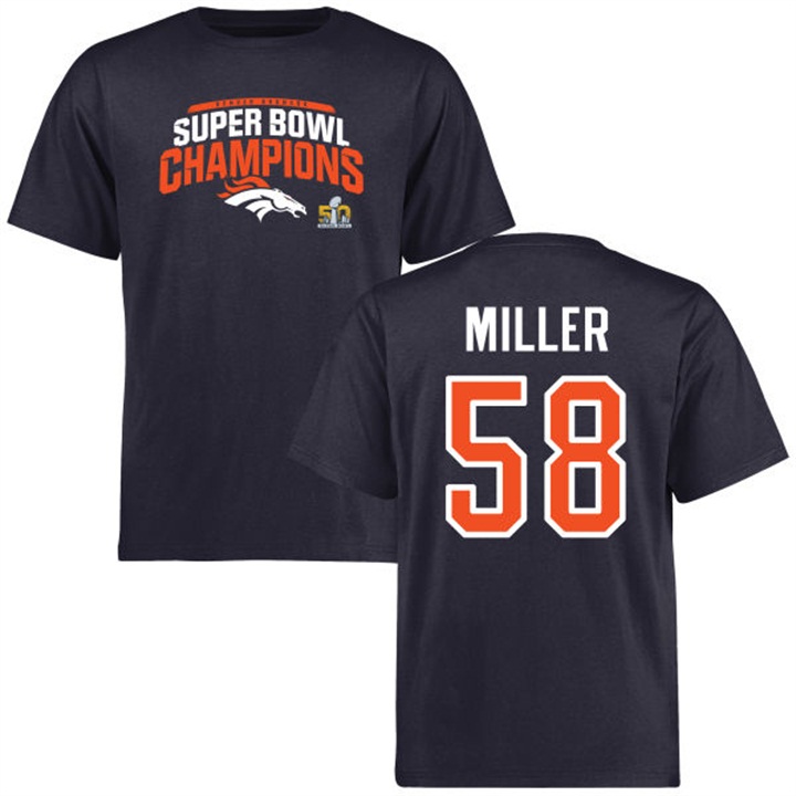 Denver Broncos #58 Von Miller Navy Super Bowl 50 Champions Seam T-shirt