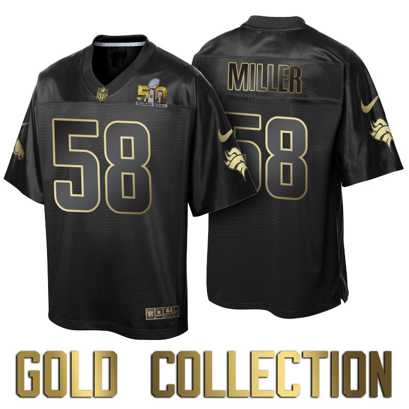 Denver Broncos #58 Von Miller Super Bowl 50th Black Gold Collection Jersey