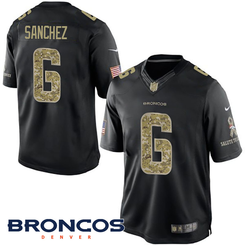 Denver Broncos #6 Mark Sanchez Black Salute To Service Jersey