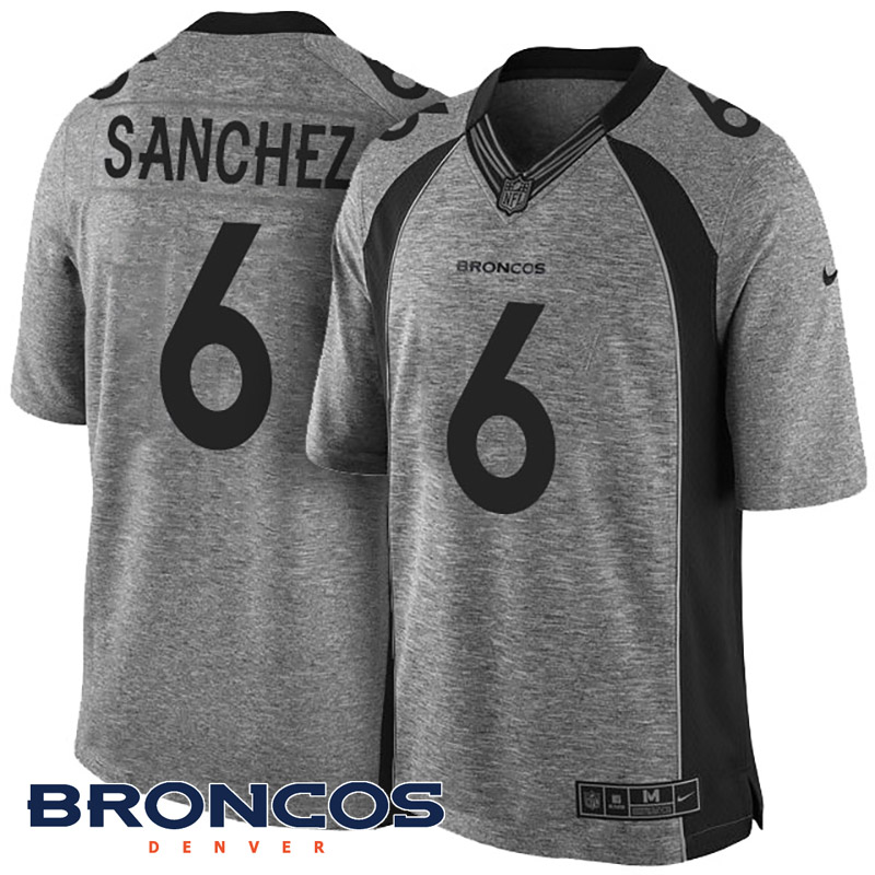 Denver Broncos #6 Mark Sanchez Gray Gridiron Limited Jersey