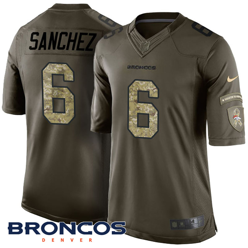 Denver Broncos #6 Mark Sanchez Green Salute To Service Jersey