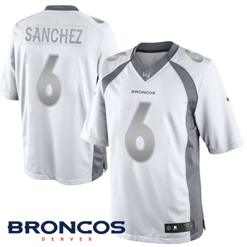 Denver Broncos #6 Mark Sanchez White Platinum Limited Jersey