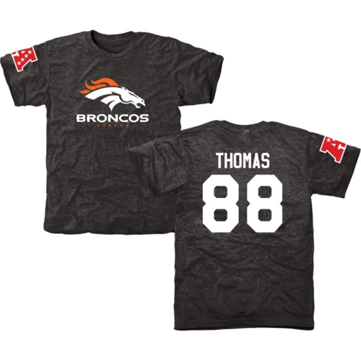 Denver Broncos #88 Demaryius Thomas Black Name & Number Tri-Blend T-shirt