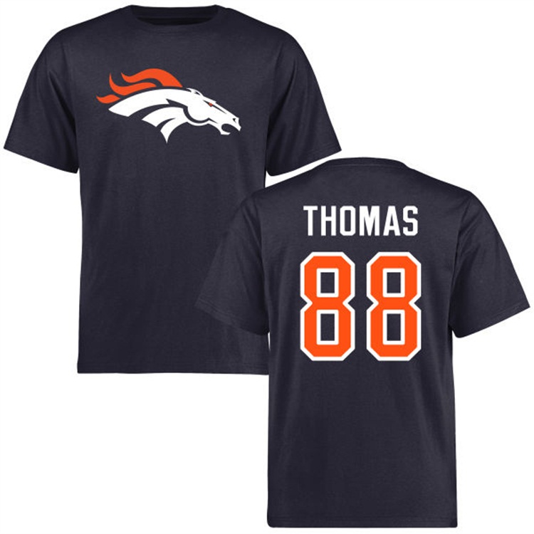 Denver Broncos #88 Demaryius Thomas Name & Number Navy Logo T-shirt