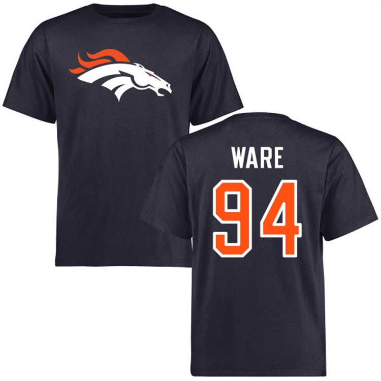 Denver Broncos #94 DeMarcus Ware Name & Number Navy Logo T-shirt