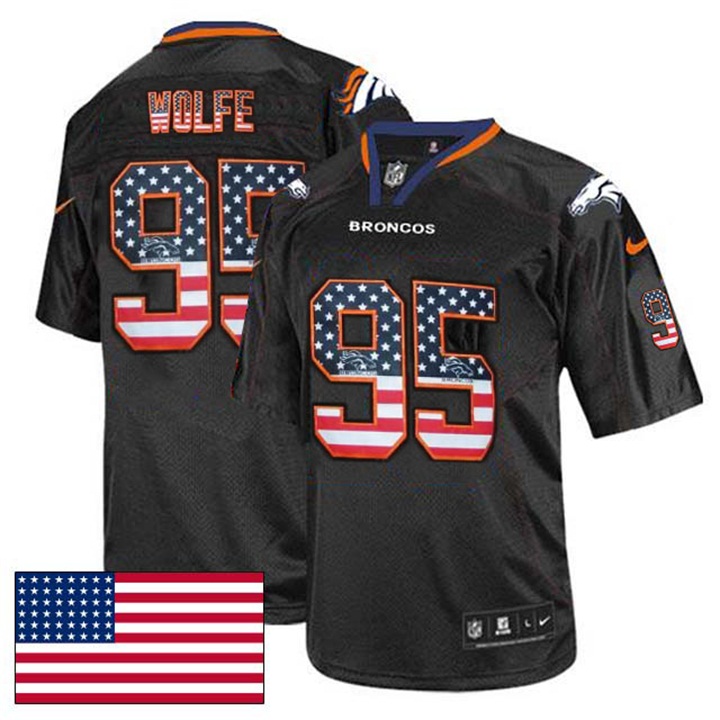 Denver Broncos #95 Derek Wolfe Black USA Flag Fashion Jersey