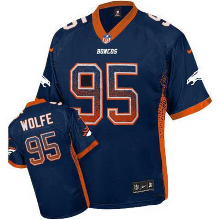 Denver Broncos #95 Derek Wolfe Navy Blue Drift Fashion Jersey