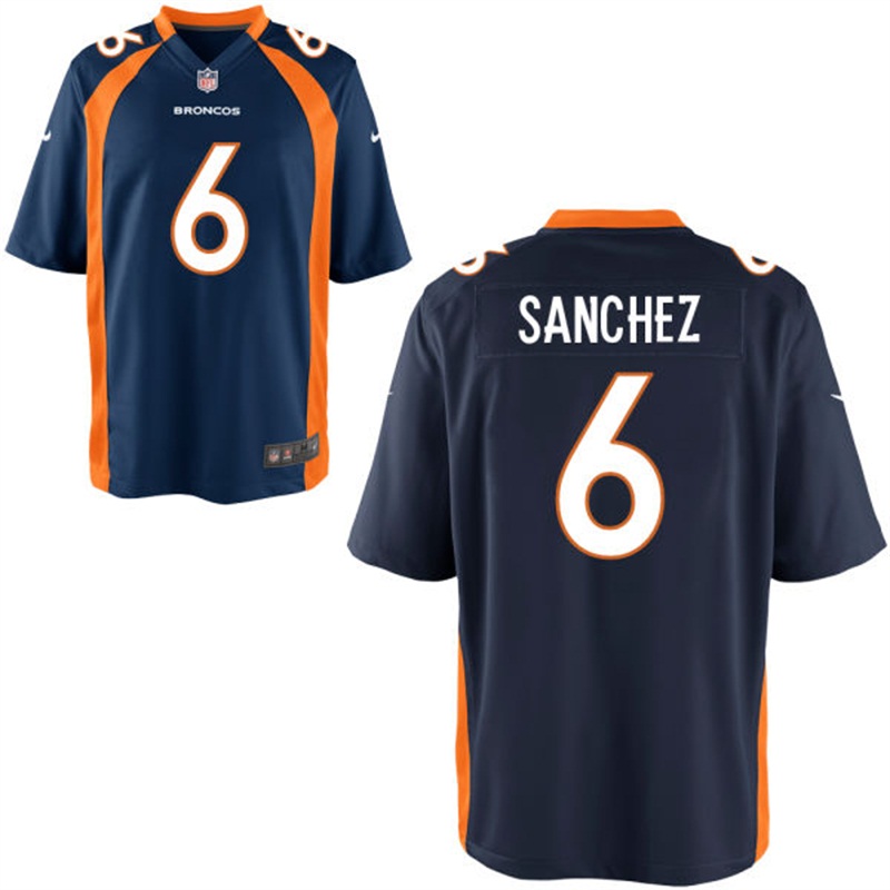 Denver Broncos #6 Mark Sanchez Navy Blue Alternate Game Jersey