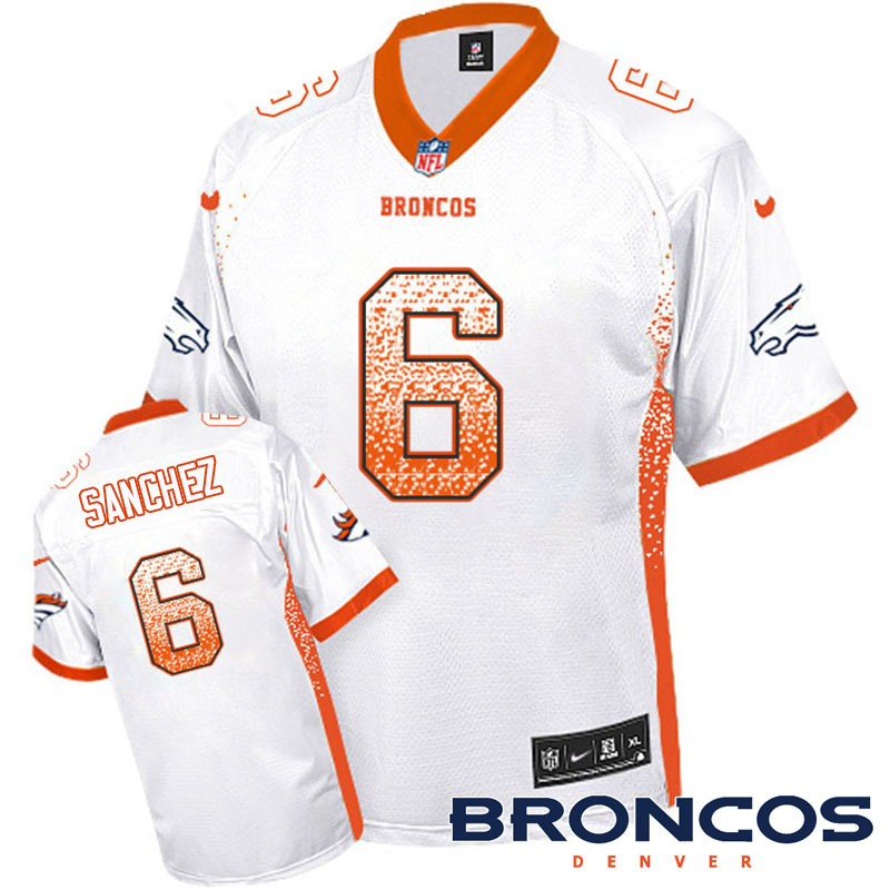 Denver Broncos #6 Mark Sanchez White Drift Fashion Jersey