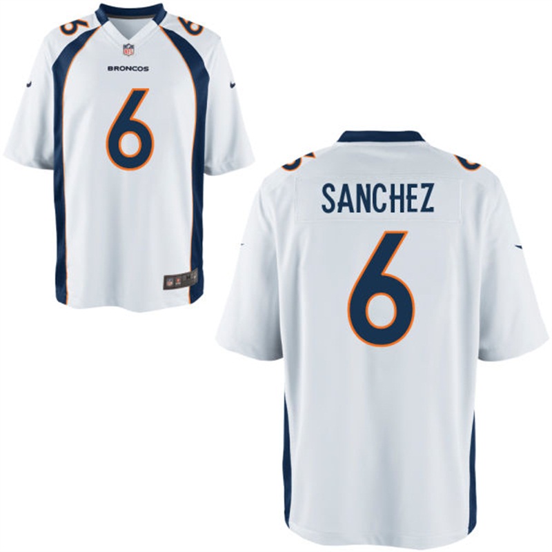 Denver Broncos #6 Mark Sanchez White Game Jersey