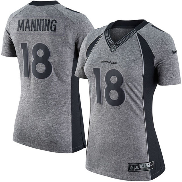 Women's Denver Broncos #18 Peyton Manning Gridiron Gray Limited Jersey