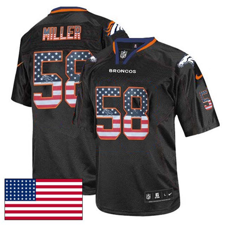 Denver Broncos #58 Von Miller Black USA Flag Fashion Jersey