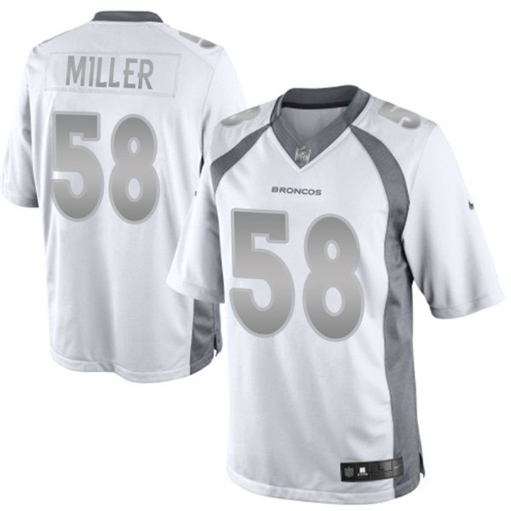 Denver Broncos #58 Von Miller White Platinum Limited Jersey