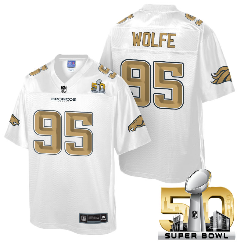 Denver Broncos #95 Derek Wolfe White 2016 Super Bowl 50 Pro Line Fashion Jersey