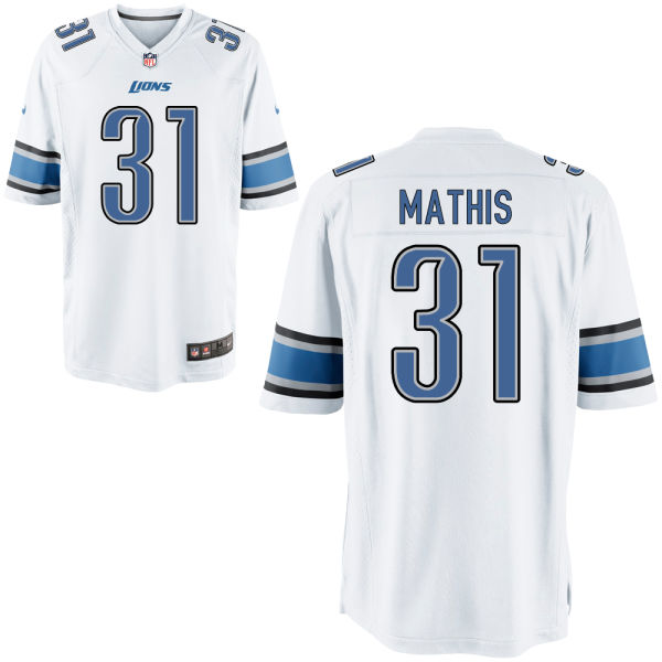 Detroit Lions #31 Rashean Mathis White Retired Player Game Jersey