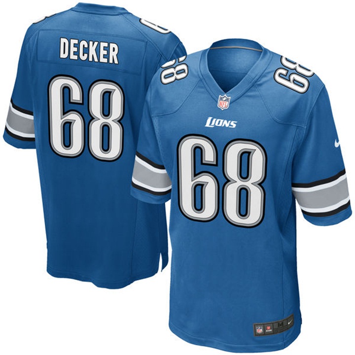 Detroit Lions #68 Taylor Decker Blue 2016 Draft Pick Game Jersey