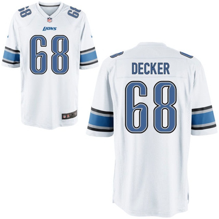 Detroit Lions #68 Taylor Decker White Game Jersey