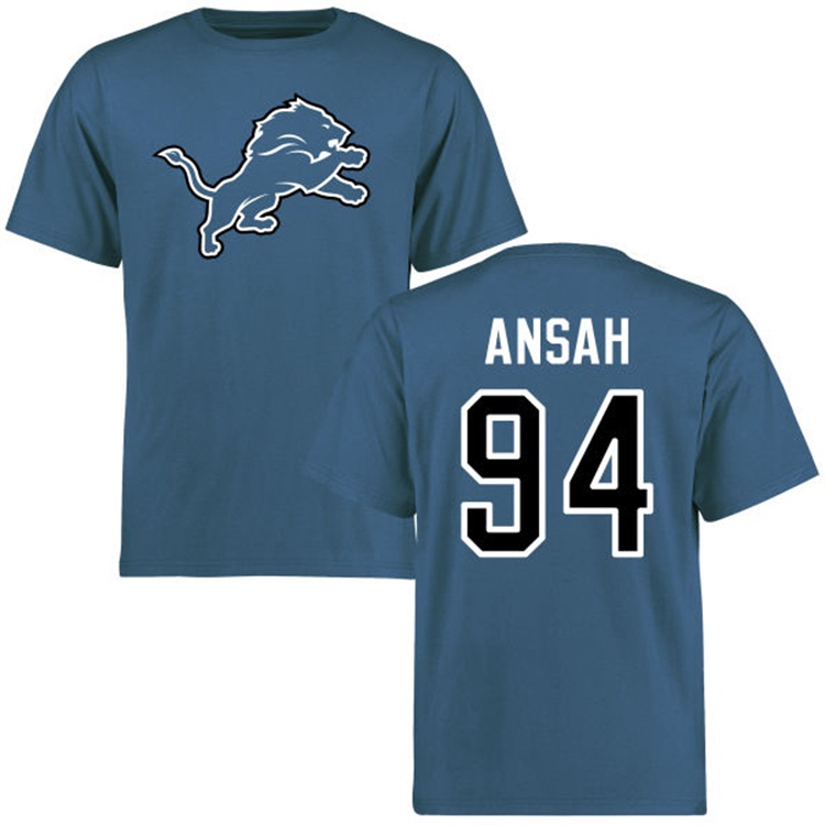 Detroit Lions #94 Ezekiel Ansah Name & Number Blue Logo T-shirt