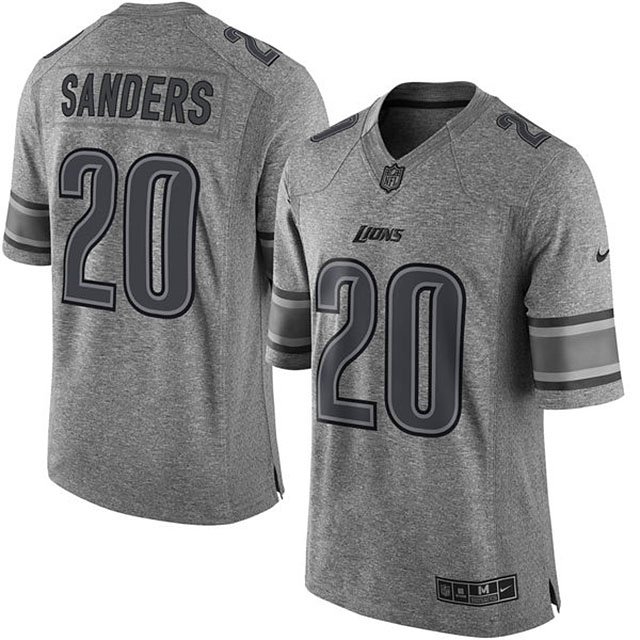 Men's Detroit Lions #20 Barry Sanders Gridiron Gray Limited Jersey