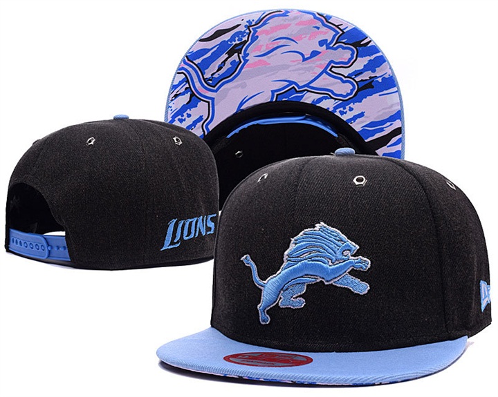 Detroit Lions Black/Light Blue New Era Adjustable Hat