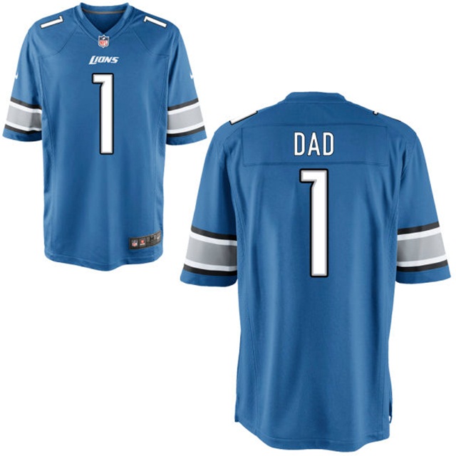 Detroit Lions Blue Father's Day Gift Number 1 Dad Jersey