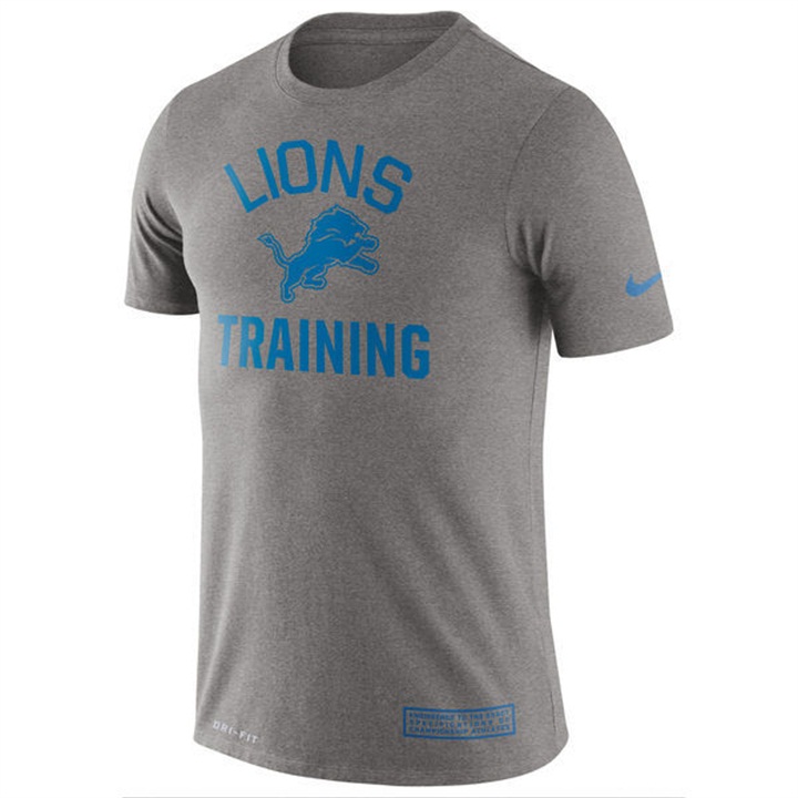 Detroit Lions Heathered Gray Training Performance Logo T-shirt