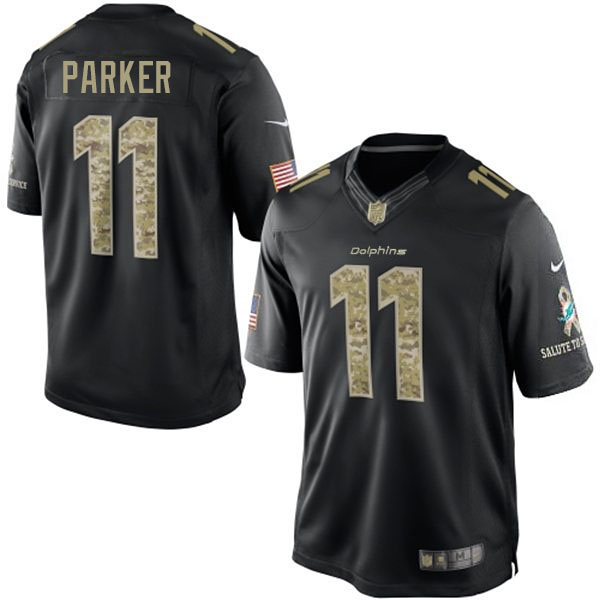 Men's Miami Dolphins #11 DeVante Parker Nike Black Salute To Service Jersey