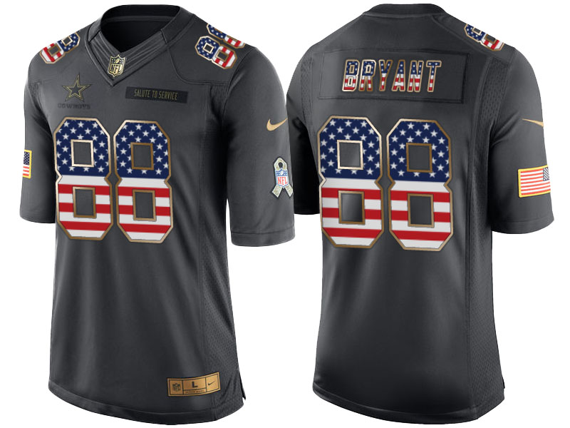 Dallas Cowboys #88 Dez Bryant Anthracite Salute to Service USA Flag Fashion Jersey