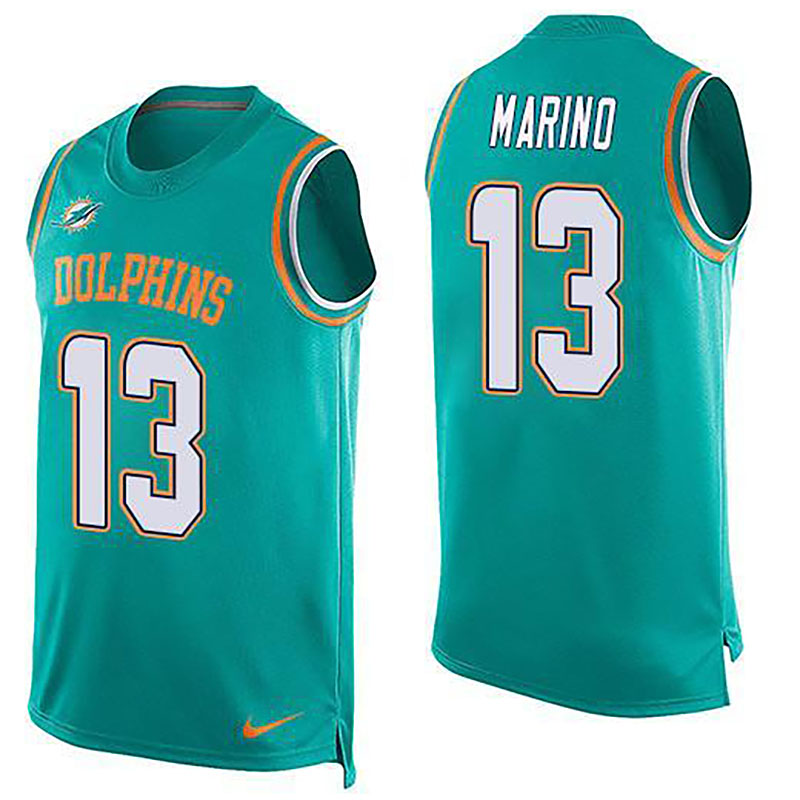 Dolphins #13 Dan Marino Aqua Team Color Men NFL Limited Tank Top