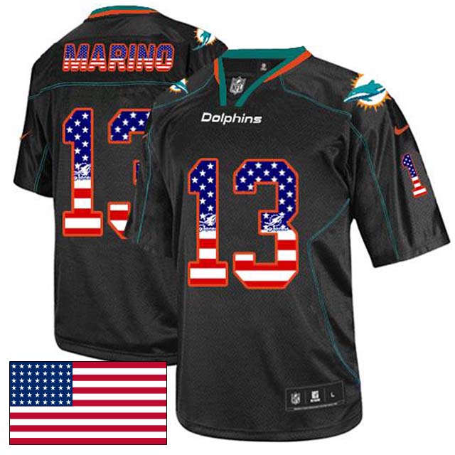 Miami Dolphins #13 Dan Marino Black USA Flag Fashion Jersey