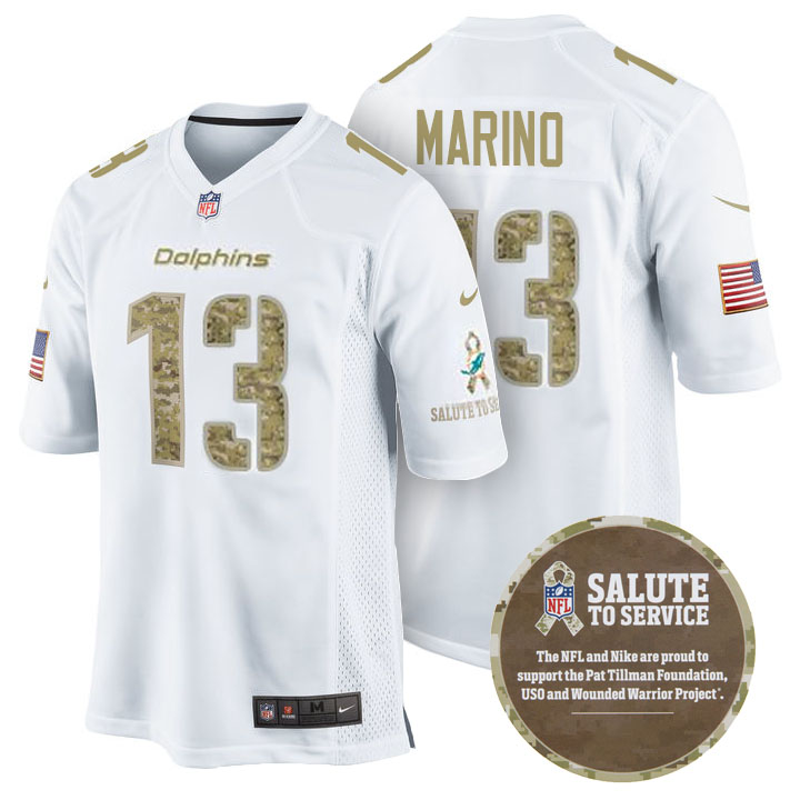 Miami Dolphins #13 Dan Marino White Camo Salute to Service Jersey