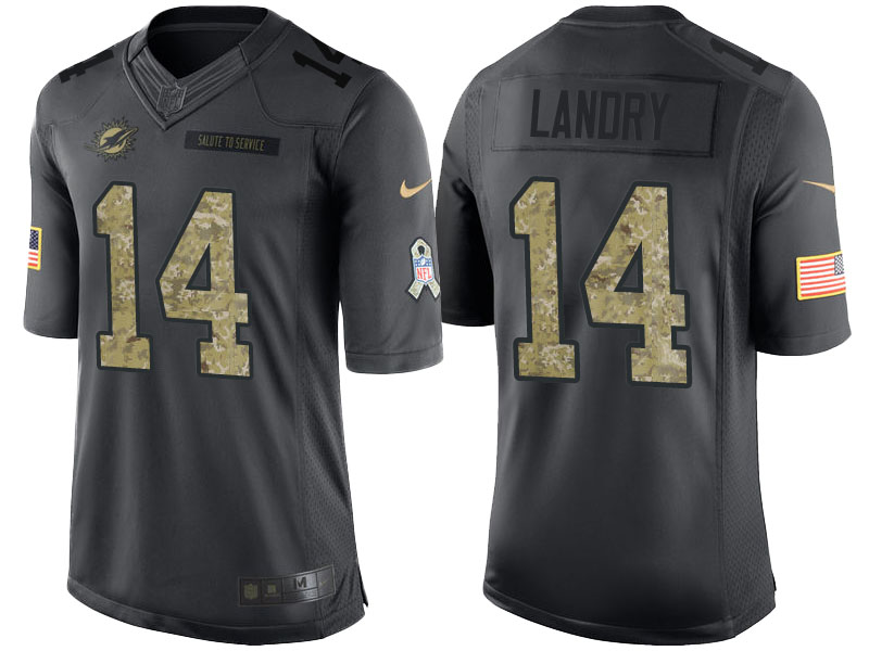 Miami Dolphins #14 Jarvis Landry Camo Anthracite 2016 Salute to Service Limited Jersey