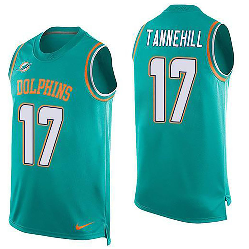 Dolphins #17 Ryan Tannehill Aqua Team Color Men NFL Limited Tank Top