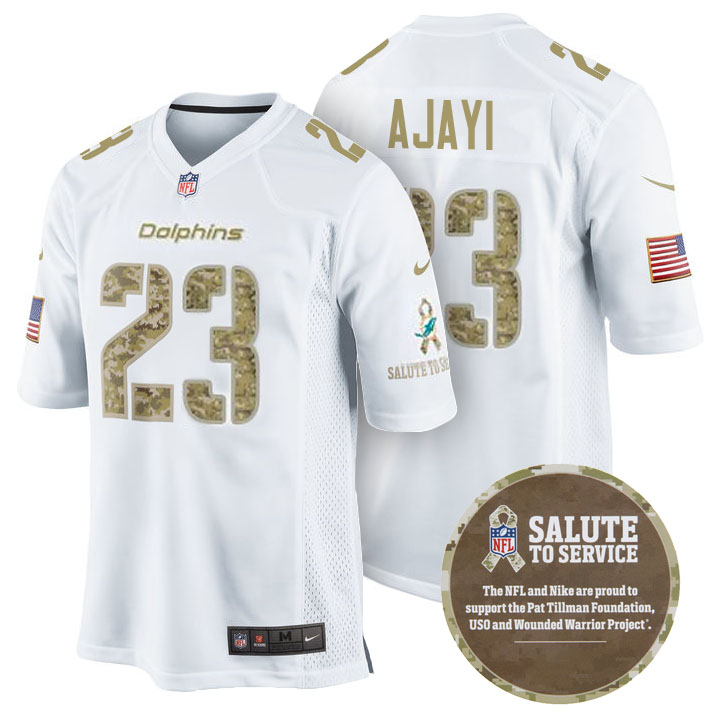 Miami Dolphins #23 Jay Ajayi White Camo Salute to Service Jersey