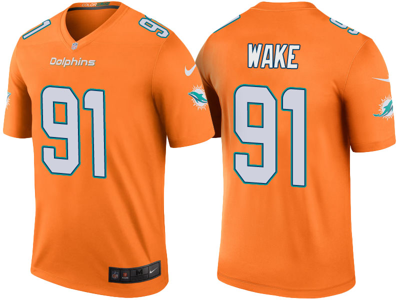 Miami Dolphins #91 Cameron Wake Orange Color Rush Legend Jersey