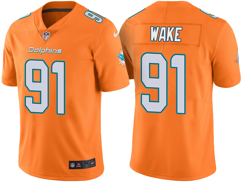 Miami Dolphins #91 Cameron Wake Orange Color Rush Limited Jersey