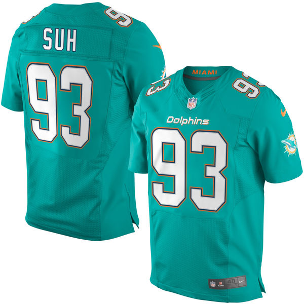 Miami Dolphins #93 Ndamukong Suh Aqua Elite Jersey