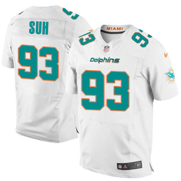 NFL Miami Dolphins #93 Ndamukong Suh Elite White Jersey