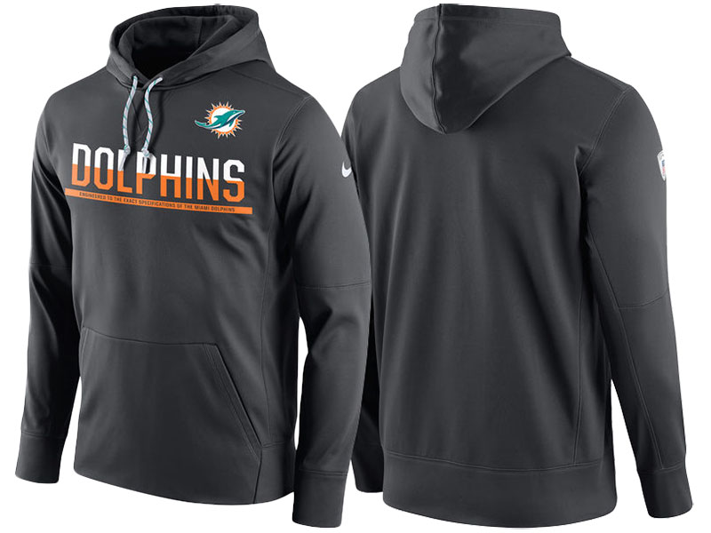 Miami Dolphins Anthracite Circuit Thermafit Sideline Warm Pullover Performance Hoodie