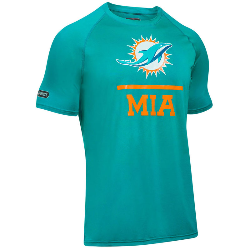 Miami Dolphins Aqua Under Armour Combine Authentic Lockup Tech T-Shirt