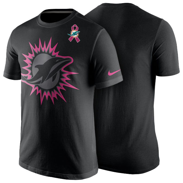 Miami Dolphins Black Breast Cancer Awareness Team Travel Performance T-Shirt